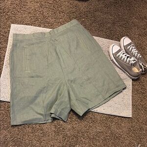 Talbots Green Flat Front Relaxed Fit Shorts